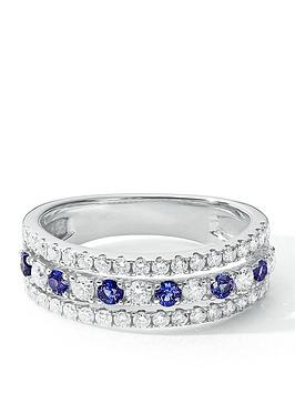 Created Brilliance Colette 9Ct White Gold 0.74Ct Tw Lab Grown Diamonds And Created Sapphire Band Ring