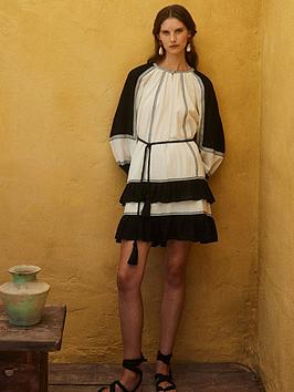 Devotion Twins Emphasis Long Sleeve Dress - Cream/Black