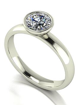 Moissanite 9Ct Gold 1Ct Rub Set Wed Fit Solitaire Ring - White