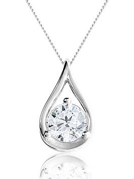 Love Diamond 1.00Ct Oval Diamond Tear Drop Pendant Gold Lab Grown