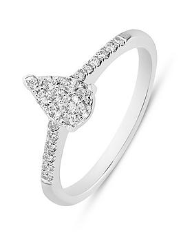 Love Diamond 0.25Ct Natural Diamond Pear Cluster Ring With Microset Shoulders