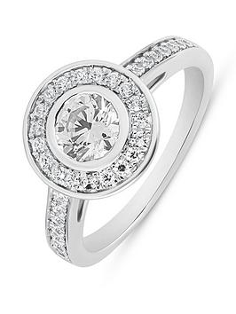 Love Diamond 1.00Ct Diamond Halo Solitaire Ring With Diamond Shoulders Lab Grown