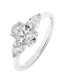 Love Diamond 1.30Ct Mixed Shape Trilogy Diamond Ring (Oval & Pear Cuts) Lab Grown
