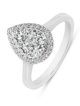 Love Diamond 0.50Ct Pear Shape Cluster Diamond Halo Ring Lab Grown