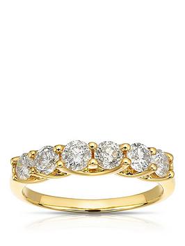 Ernest Jones 18Ct Yellow Six Stone Eternity 1Ct Diamond Ring - Gold