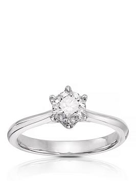 Ernest Jones Engagement Ring 14Ct Gold Six Claw Solitaire 066Ct Diamond Ring - White