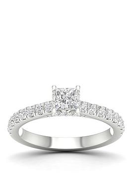 Ernest Jones Engagement Ring 18Ct Gold & Platinum Solitaire Princess Cut 1Ct Diamond Ring - White