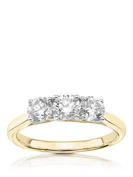 Ernest Jones Engagement Ring 18Ct Gold 1Ct Round Three Stone Diamond Ring