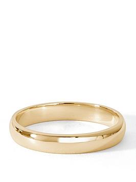 The Love Collection Classic 18Ct Yellow Gold D-Shape Wedding Band Ring - 3Mm