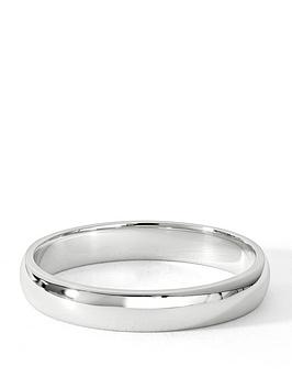 The Love Collection Classic 18Ct White Gold D-Shape Wedding Band Ring - 3Mm
