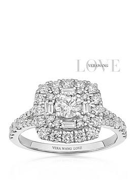 Ernest Jones Engagement Ring Vera Wang Double Halo Cushion Shape 1Ct Diamond Ring - Platinum