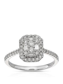 H. Samuel 9Ct Cluster Halo 0.50Ct Diamond Ring - White Gold