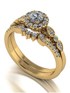 Moissanite 9Ct Gold 0.62Ct Total Moissanite Ring Set