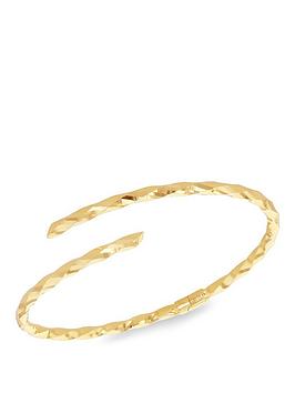 The Love Collection 9Ct Yellow Gold Twisted Tube Crossover Hinged Bangle