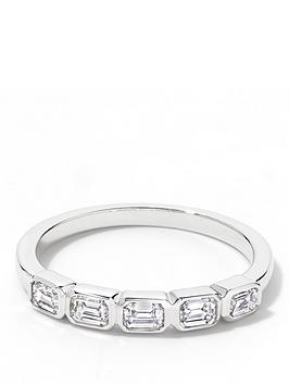 Created Brilliance Beatrix 9Ct White Gold 0.53Ct Tw. Lab Grown Diamond Radiant Cut 5 Stone Band Ring