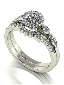 Moissanite 9Ct White Gold 0.62Ct Total Moissanite Ring Set