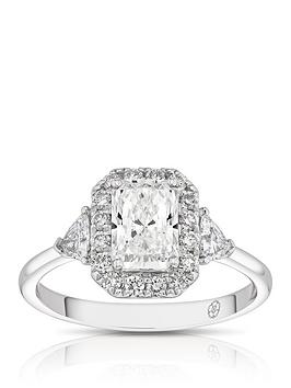 Harriet Platinum Radiant Halo Trilogy & Trillion Set Shoulders 1.50Ct Lab Grown Diamond Ring