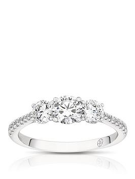 Harriet Platinum Round Trilogy Stone Set Shoulders 1Ct Lab Grown Diamond Ring