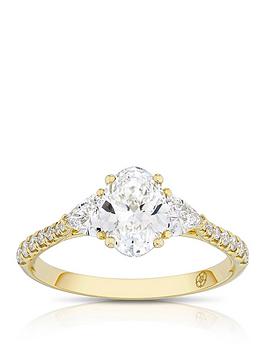 Harriet 14Ct Yellow Gold Oval Trilogy Stone Set Shoulders 1.40Ct Lab Grown Diamond Ring