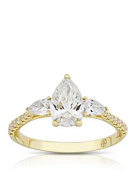 Harriet 14Ct Yellow Gold Pear Trilogy Stone Set Shoulders 1.40Ct Lab Grown Diamond Ring