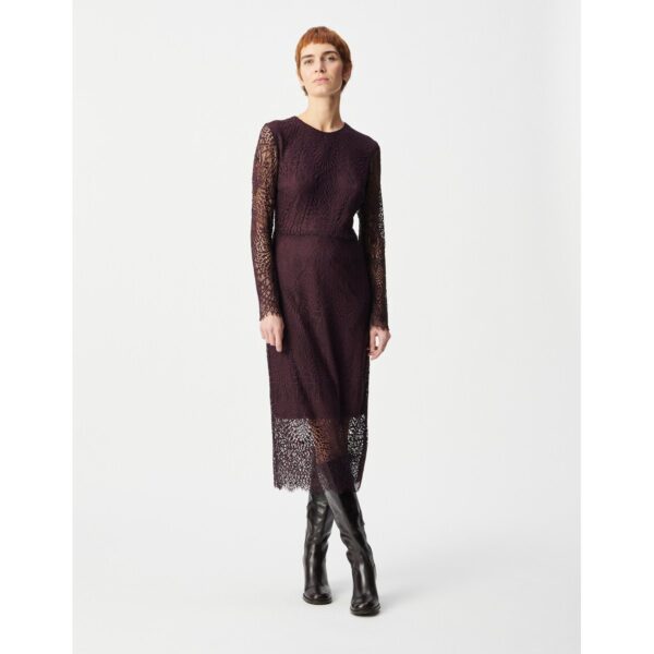 Lace Dress with Long Sleeves and Crew Neck