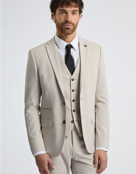 Antique Rogue Slim Fit Ecru Texture Men's Suit Jacket