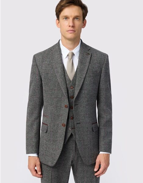 Antique Rogue Tailored Fit Jace Grey Berry Tweed Men's Suit Jacket