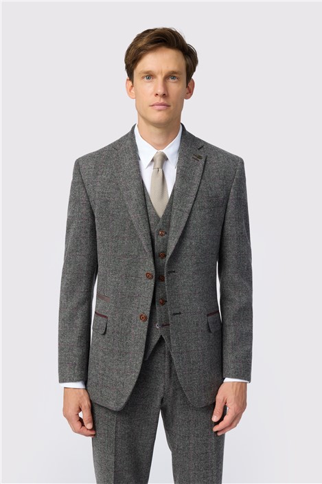 Antique Rogue Tailored Fit Jace Grey Berry Tweed Men's Suit Jacket