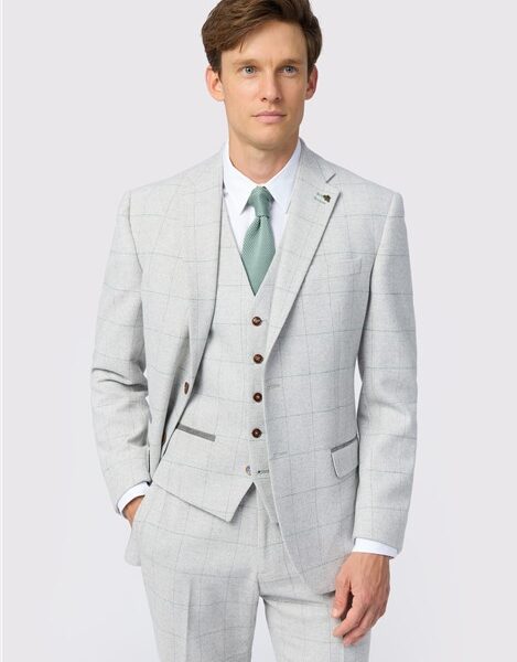 Antique Rogue Tailored Fit Alva Taupe Check Tweed Men's Suit Jacket