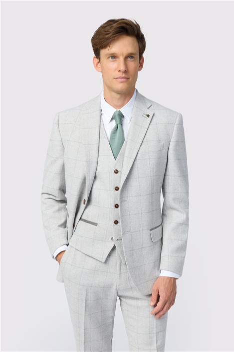 Antique Rogue Tailored Fit Alva Taupe Check Tweed Men's Suit Jacket