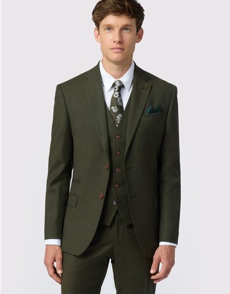 Antique Rogue Slim Fit Harley Khaki Green Flannel Men's Suit Jacket