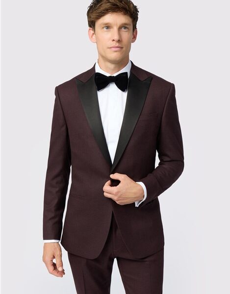 Antique Rogue Slim Fit Burgundy Texture Men's Suit Jacket