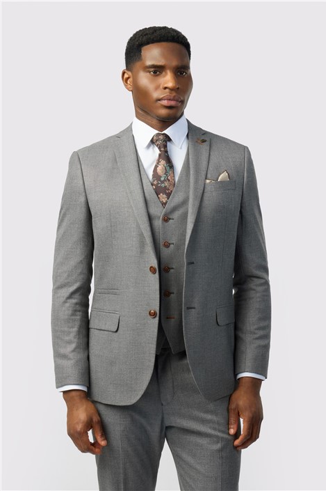 Antique Rogue Slim Fit Grey Texture Stretch Men's Suit Jacket