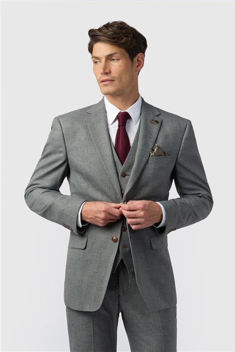 Antique Rogue Regular Fit Grey Texture Stretch Men's Suit Jacket