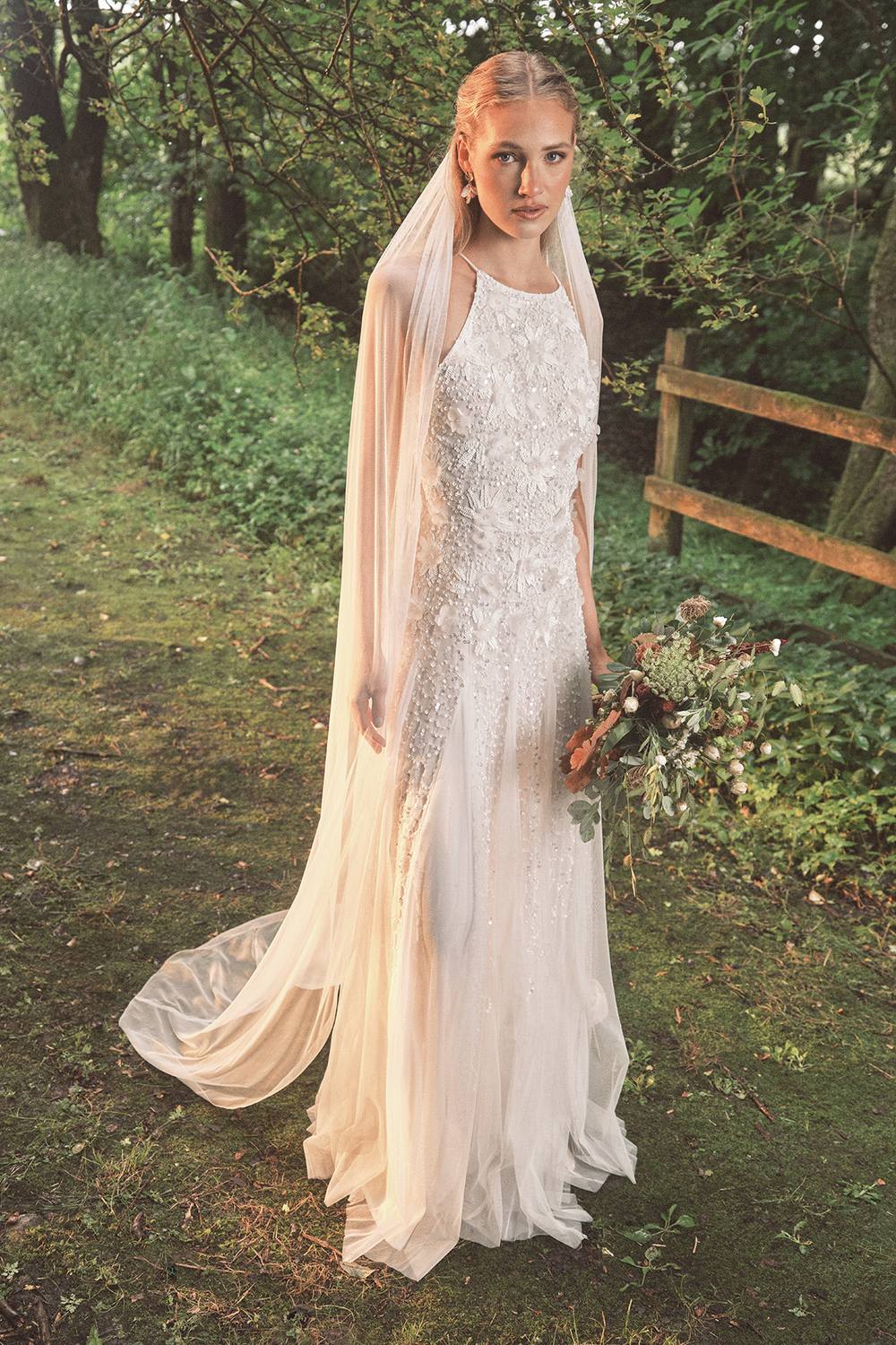 Coast Women's Floral Embellished Tulle Wedding Dress in Ivory | Size: 18