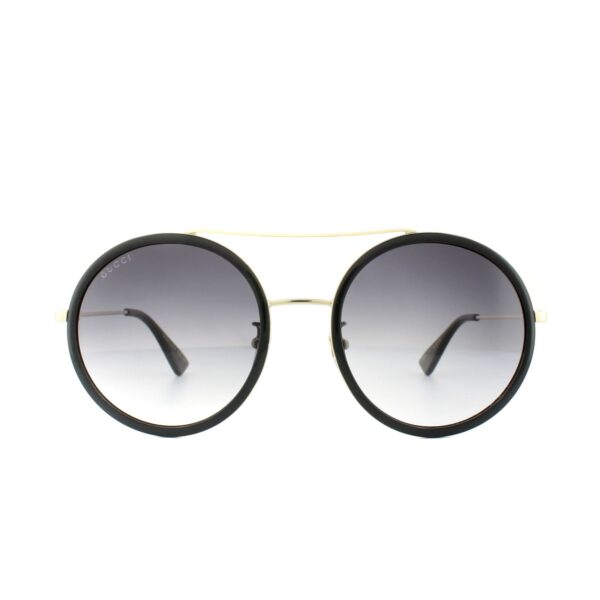 Gucci Womens Sunglasses GG0061S 001 Black Gold Grey Gradient Metal - One Size