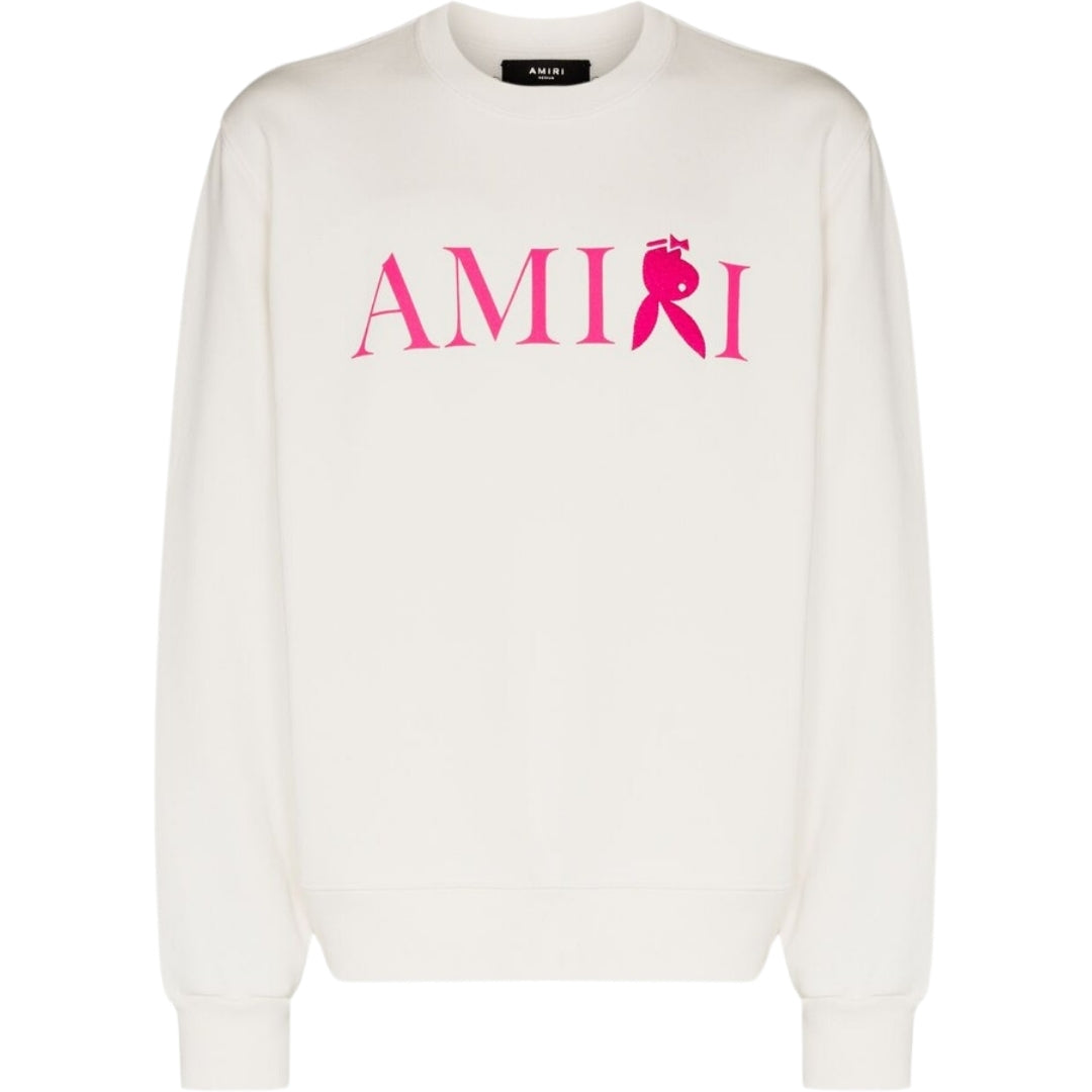 Amiri Mens Reverse Bunny Logo White Sweatshirt Cotton - Size X-Small