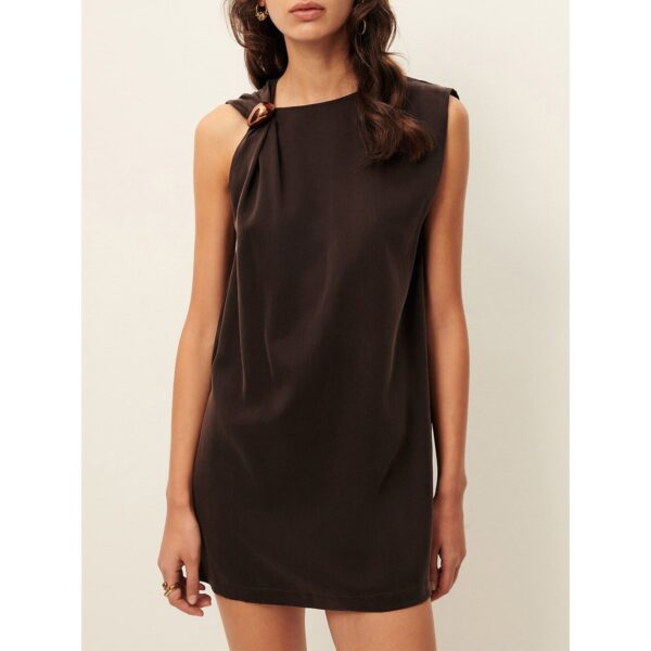 Nami Sleeveless Mini Dress with Jewelled Brooch