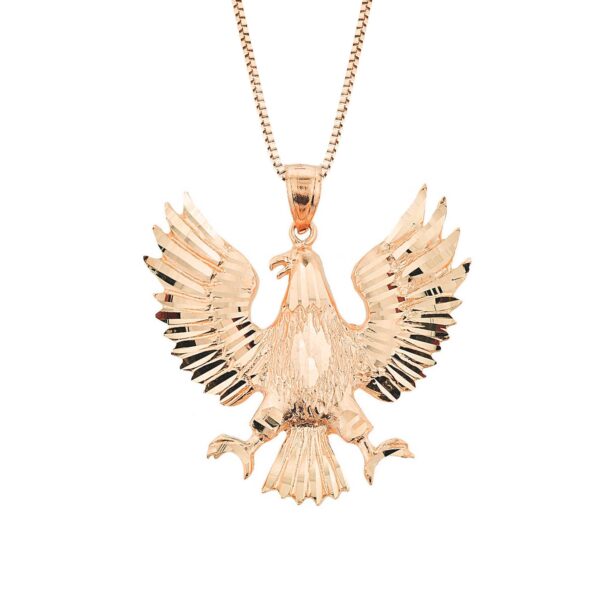 Men's Large Eagle Charm Pendant Necklace in 9ct Rose Gold