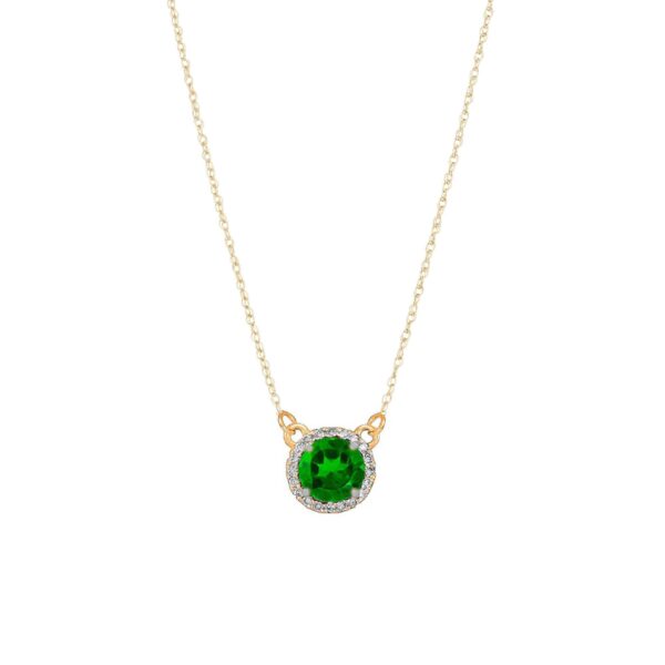 Emerald & Diamond Pendant Necklace in 9ct Gold