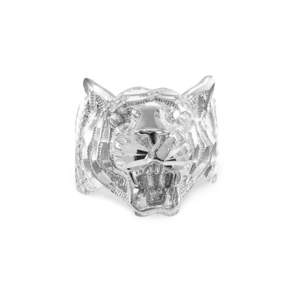 Men's 3D Tiger Ring in 9ct White Gold