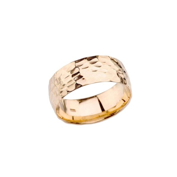 Hammered Band Wedding Ring in 9ct Gold