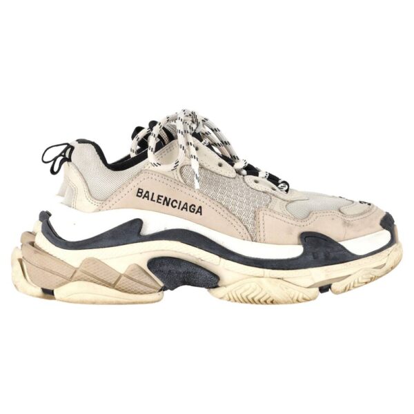 Balenciaga Women's Preloved Triple S Sneakers in Beige Polyester | Size: 4