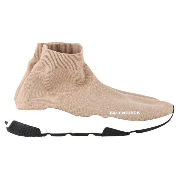 Balenciaga Women's Preloved Speed Sneakers in Beige Polyester | Size: 6
