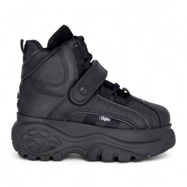 Infinity Leather Women's Buffalo Leather Chunky Platform High Ankle Boots - 1348-14 2.0 in Black | Size: 5