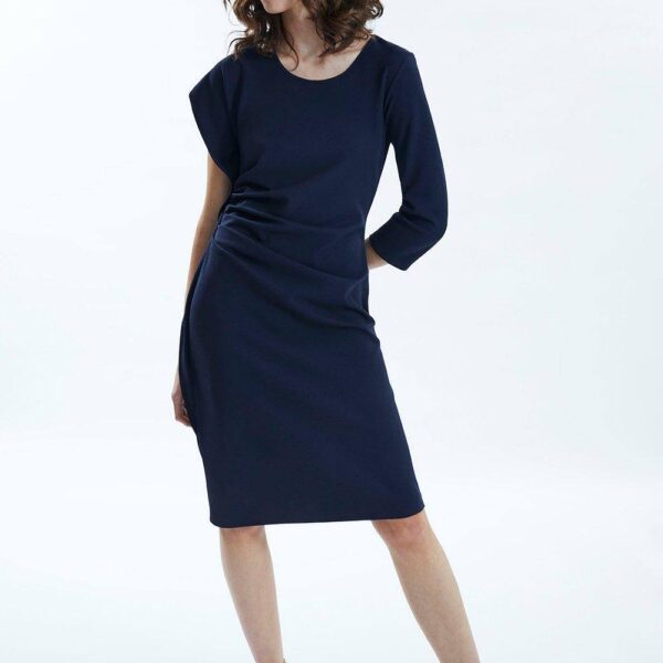 James Lakeland Women's Side Ruched Asymmetrical Dress in Navy | Size: 20