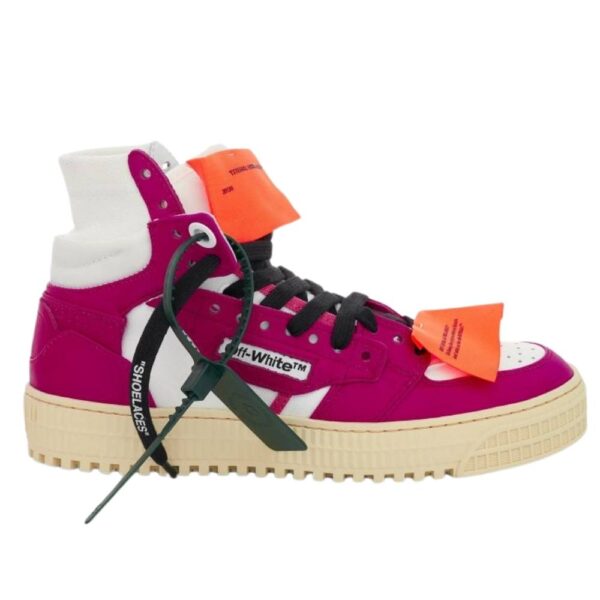 Off-White Women's Off Court 3.0 Fuchsia High Top Leather Sneakers in Pink | Size: 6