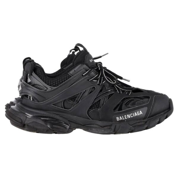 Balenciaga Women's Preloved Track Sneakers in Black Polyurethane | Size: 7