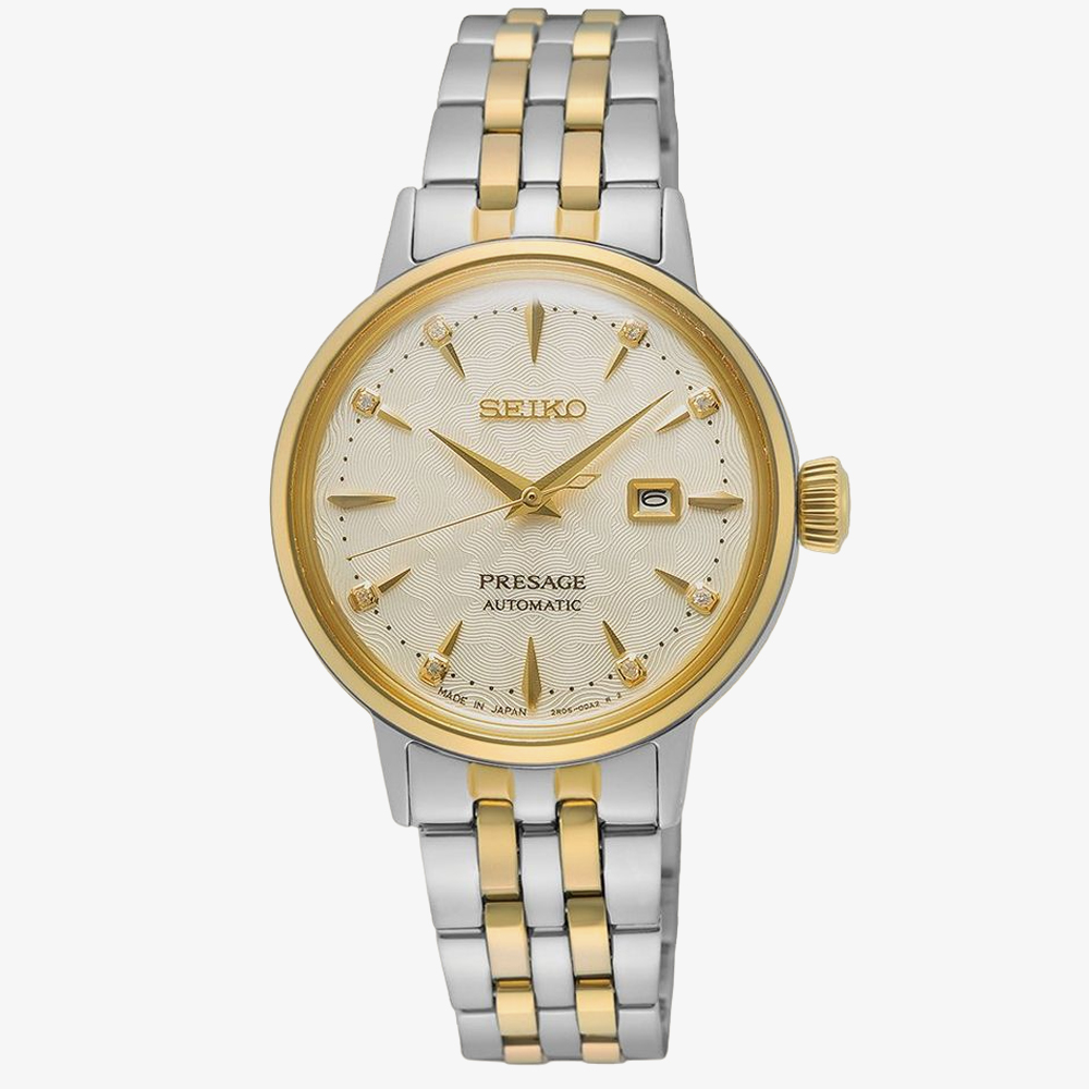 Seiko Presage Cocktail Time White Lady Diamond Twist Watch SRE010J1