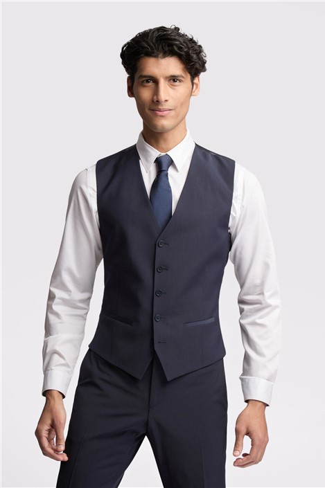 Ted Baker Slim Fit Navy Blue Panama Waistcoat